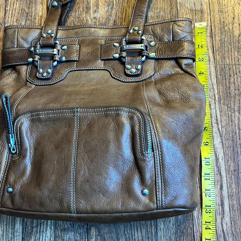 B. MAKOWSY satchel bag studded brown leather - Picture 6 of 16